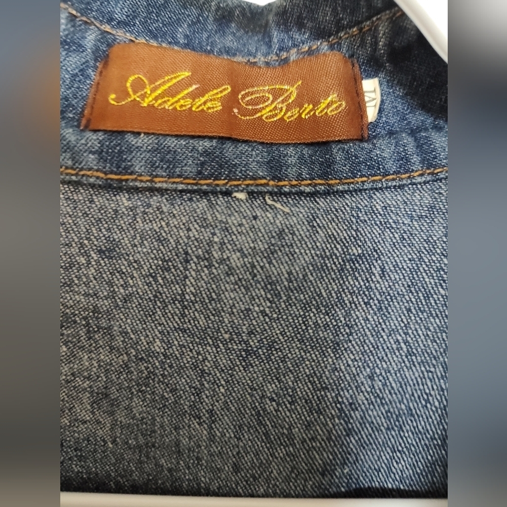 NWOT Adele Berto Distressed Denim Button-Up Shirt, M - Picture 3 of 3